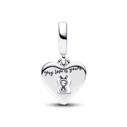 Charm Colgante Doble Corazón Rojo y Cerradura