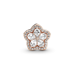 Charm Recubrimiento en Oro Rosa de 14k con pavé de copo de nieve brillante