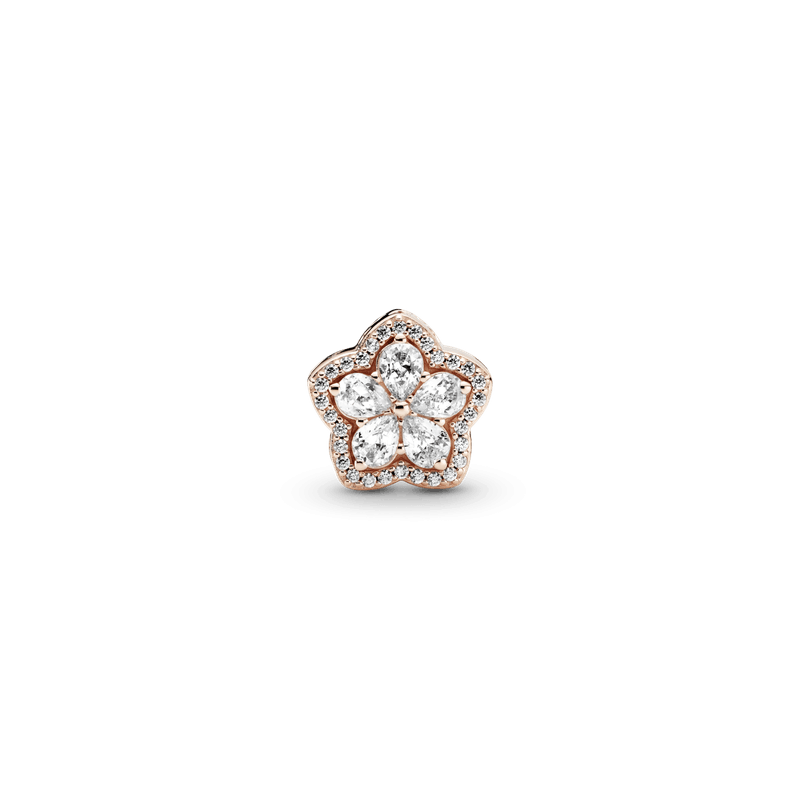 Charm Recubrimiento en Oro Rosa de 14k con pavé de copo de nieve brillante