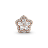 Charm Recubrimiento en Oro Rosa de 14k con pavé de copo de nieve brillante