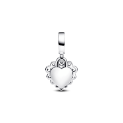 Charm Colgante Doble Corazón Brillante Plateado