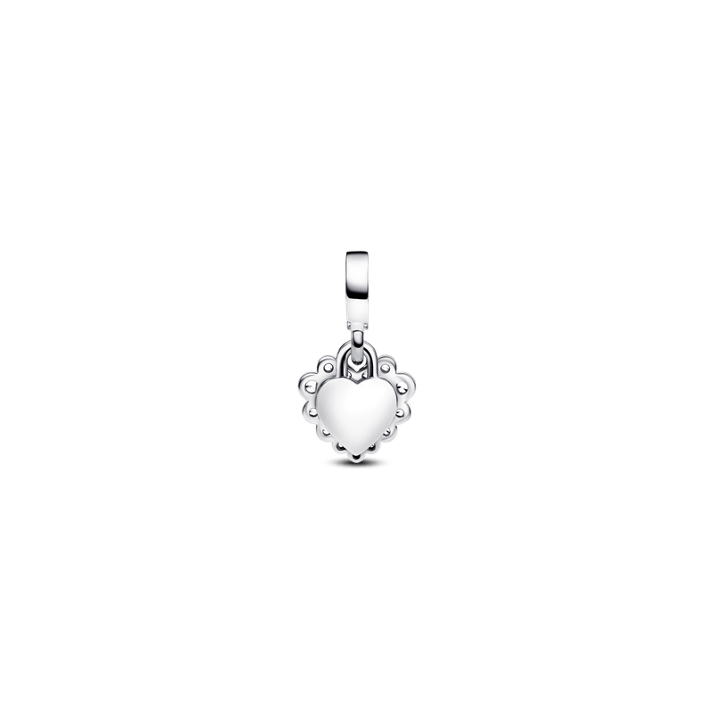 Charm Colgante Doble Corazón Brillante Plateado