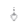 Charm Colgante Doble Corazón Brillante Plateado