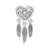 Charm Atrapasueños de corazones y tres plumas