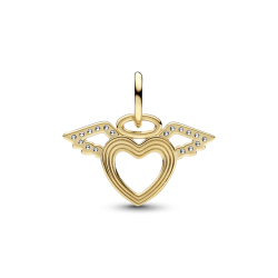 Charm colgante Corazón y alas de ángel Oro 14K