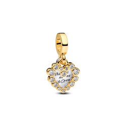 Charm Colgante Doble Corazón Brillante Dorado