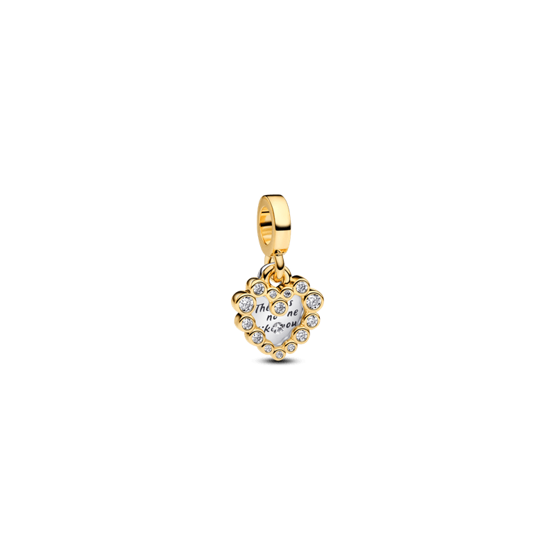 Charm Colgante Doble Corazón Brillante Dorado