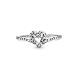 Anillo Hueso De Los Deseos Con Corazón Brillante