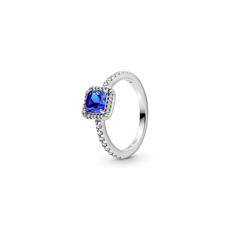 Anillo Cuadrado Azul Con Halo