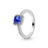 Anillo Cuadrado Azul Con Halo