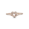 Anillo Hueso de los deseos con corazón reluciente Recubrimiento en Oro Rosa de 14k