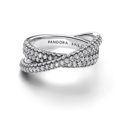 Anillo Doble Cruzado en Pavé de Pandora Timeless