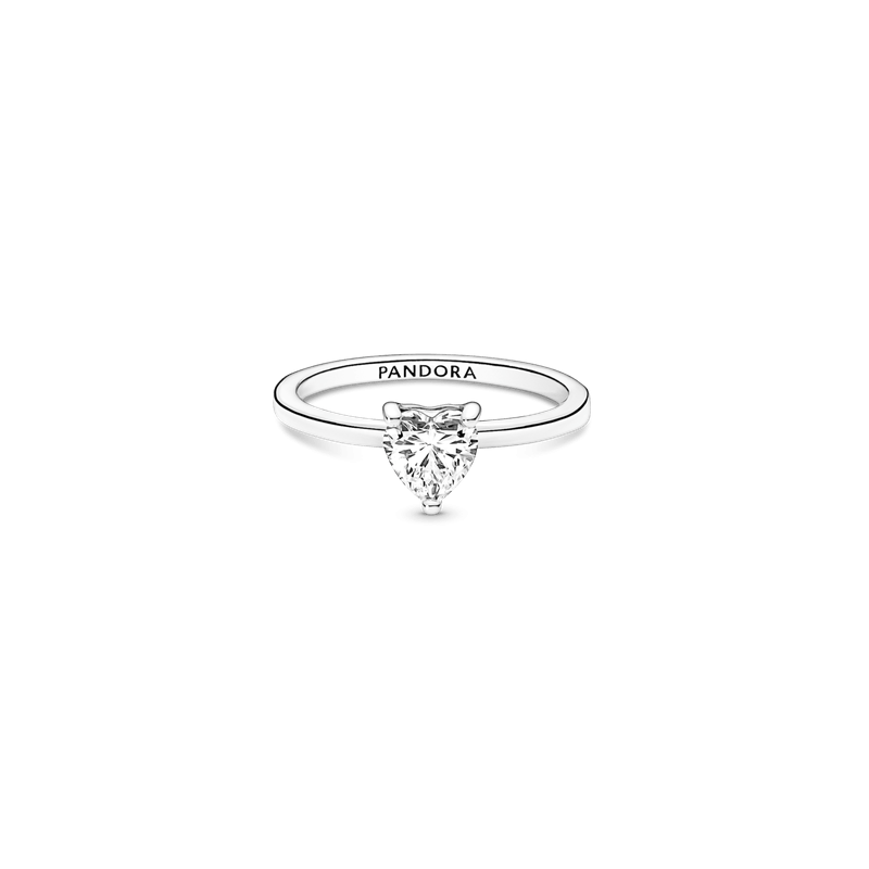 Anillo Solitario Corazón Resplandeciente
