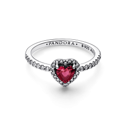 Anillo Corazón elevado rojo