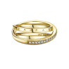 Anillo De Banda Triple Cruzado Con Pavé Recubrimiento en Oro de 14k