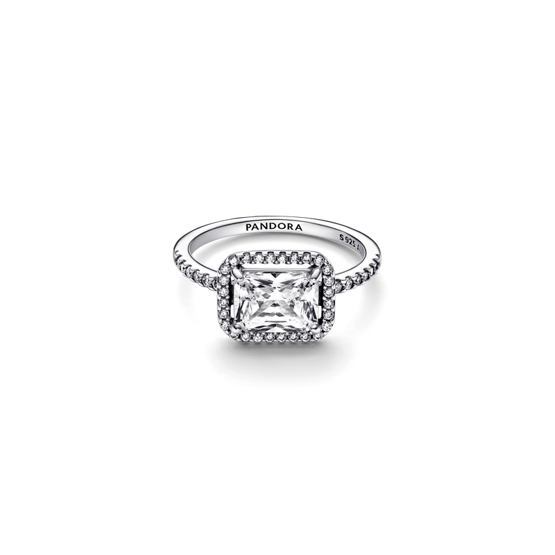 Anillo Halo rectangular reluciente