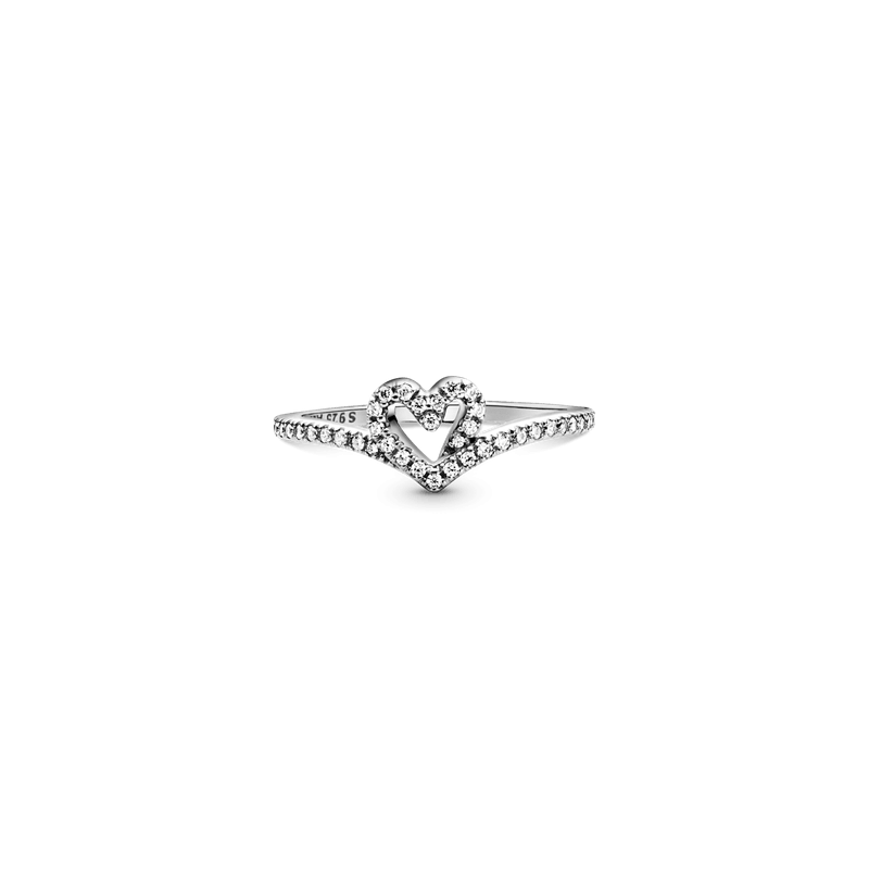 Anillo Hueso De Los Deseos Con Corazón Brillante
