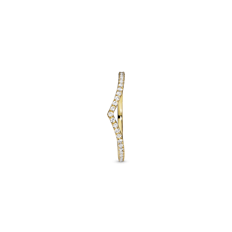 Anillo Hueso de los deseos deslumbrante Recubrimiento en Oro de 14k