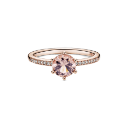 Anillo Solitario Corona Brillante Rosa Recubrimiento en Oro Rosa de 14k