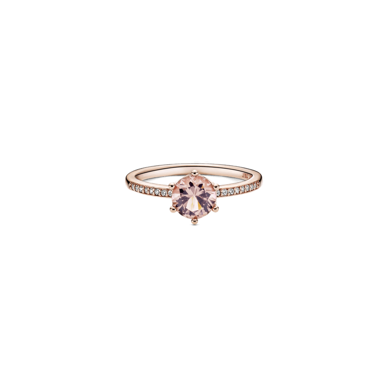 Anillo Solitario Corona Brillante Rosa Recubrimiento en Oro Rosa de 14k