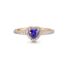 Anillo de corazón elevado azul brillante Recubrimiento en Oro Rosa de 14k