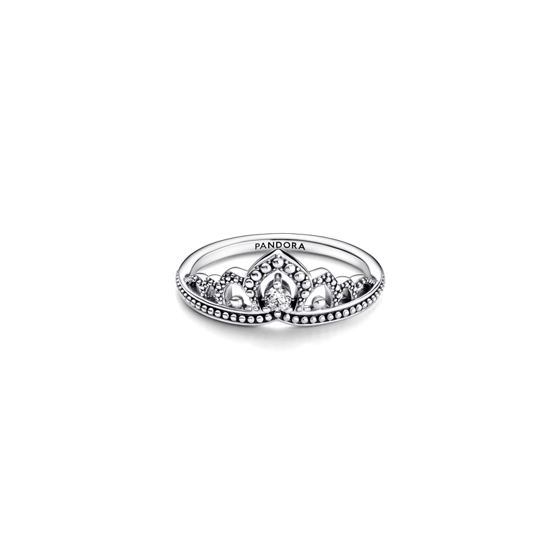 Anillo Tiara real con abalorios Pandora Plata Esterlina