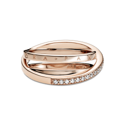 Anillo de banda triple cruzado Recubrimiento en Oro Rosa de 14k