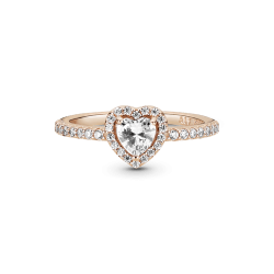 Anillo de corazón elevado brillante Recubrimiento en Oro Rosa de 14k