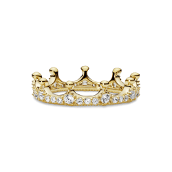 Anillo Corona deslumbrante transparente Recubrimiento en Oro de 14k