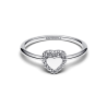Anillo Halo y Corazón Grabable Plateado