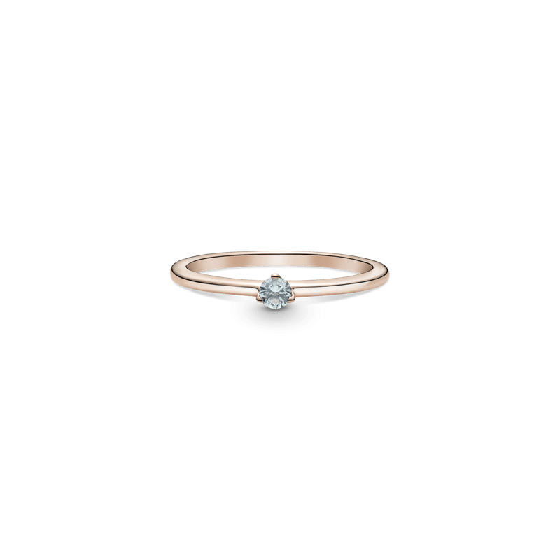 Anillo solitario Azul Pálido Recubrimiento en Oro Rosa de 14k