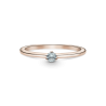 Anillo solitario Azul Pálido Recubrimiento en Oro Rosa de 14k
